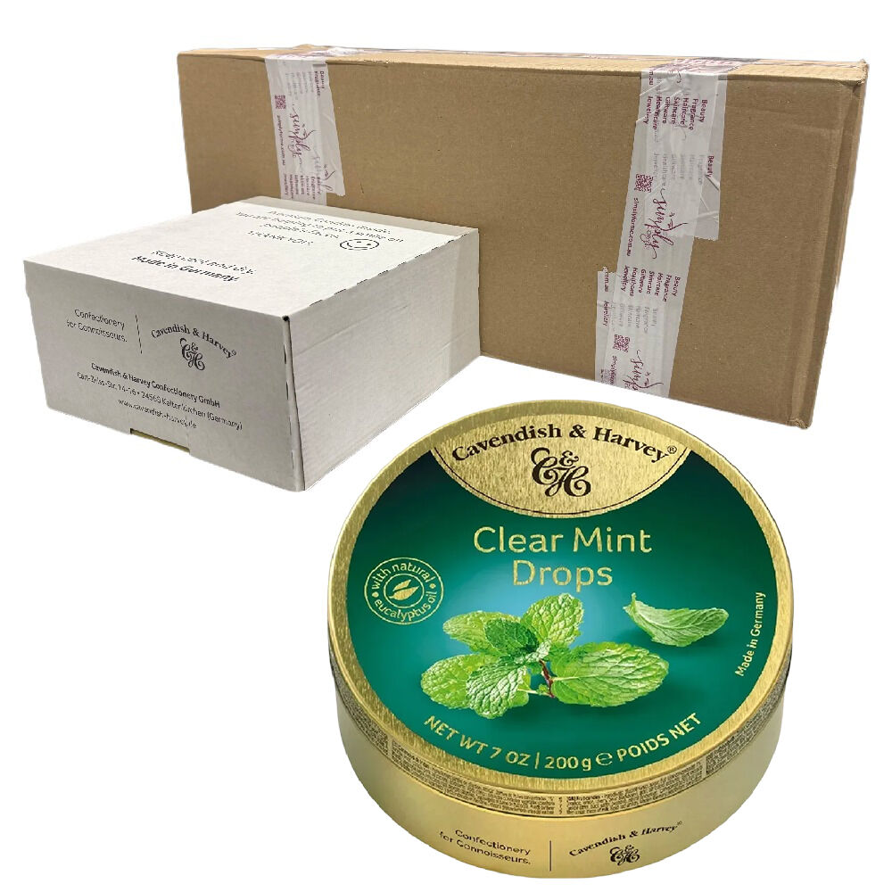 Cavendish & Harvey Clear Mint Drops 200g Tin Sweets Candy Lollies x 50