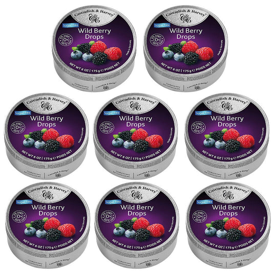 Cavendish and Harvey Tin Sweets 175g Sugar Free Wild Berry x 8