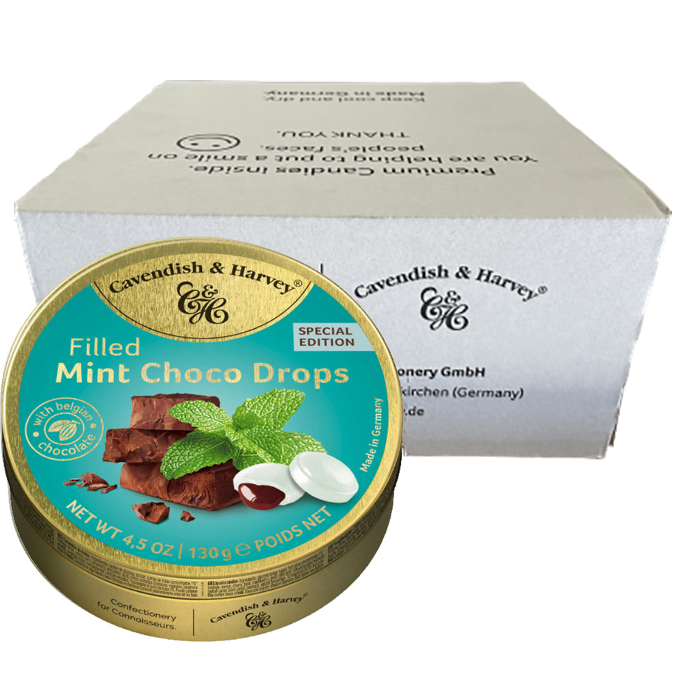 Cavendish and Harvey Filled Mint Choco Drops 130gm x 12