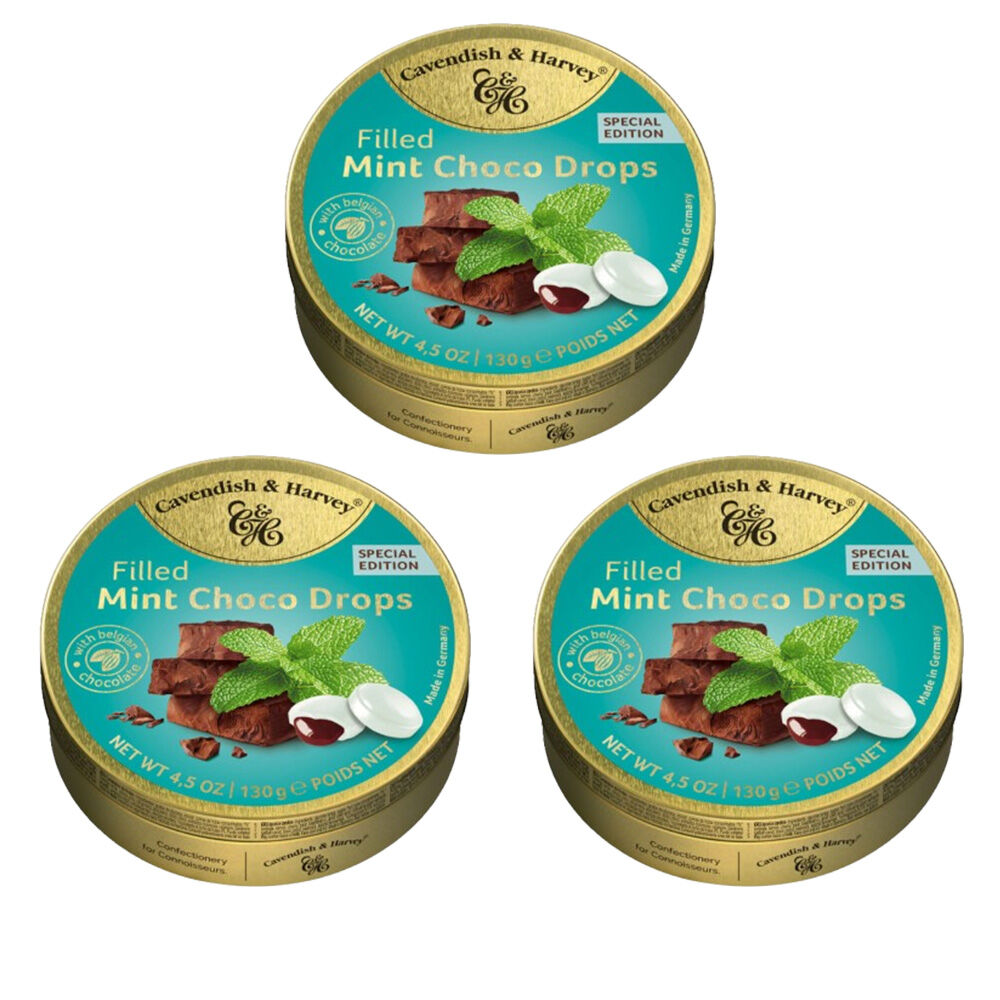 Cavendish & Harvey 3 x Filled Mint Choco Drops 130gm