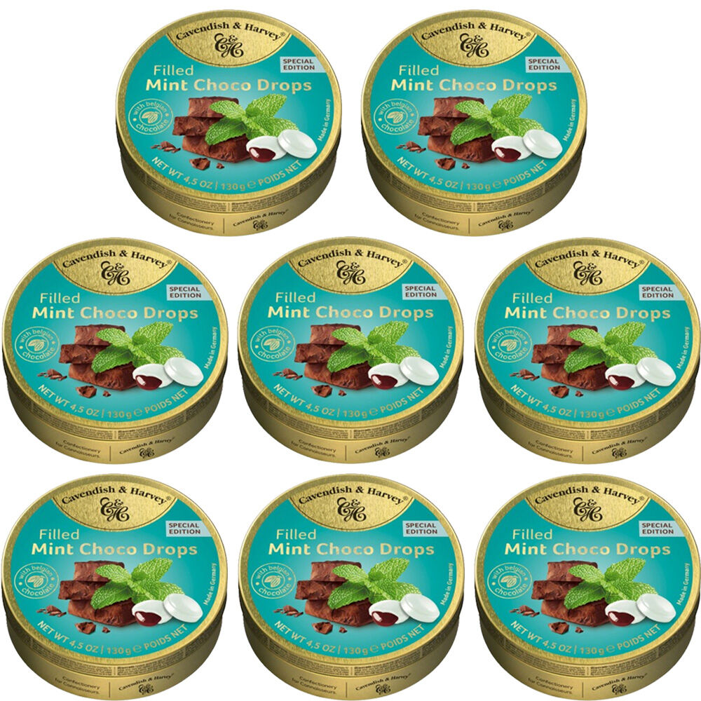 Cavendish and Harvey Filled Mint Choco Drops 130g x 8