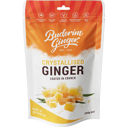 Buderim Ginger Crystallised Ginger 200g Vegan Friendly Gluten Free Aussie Made