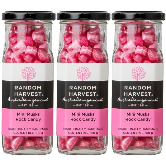 Random Harvest Mini Musk Rock Candy 3 x 180g Gift Jars Gluten Free