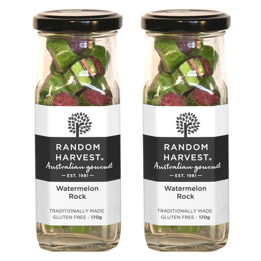 Random Harvest Watermelon Rock Candy 2 x 170g Glass Jars Gluten Free Vegan