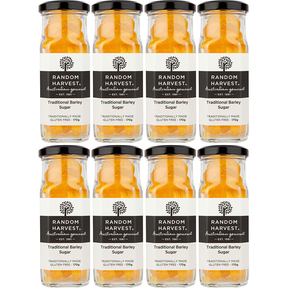 Random Harvest Traditional Barley Sugar Candy 8 x 170g Jars Gluten Free Vegan