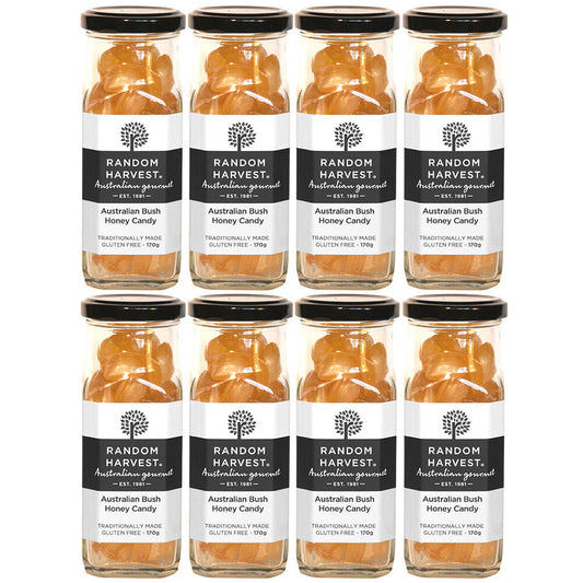 Random Harvest Bush Honey Rock Candy 8 x 170g Jars Gluten Free Vegan Friendly
