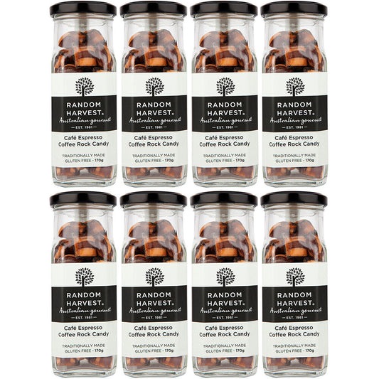 Random Harvest Cafe Espresso Rock Candy 8 x 170g Jars Gluten Free Vegan Friendly