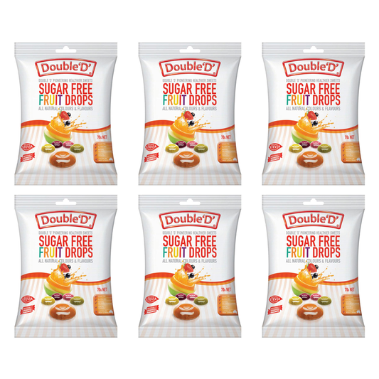 Double D Sugar Free Fruit Drops 70g Pack of 6 Individually Wrapped