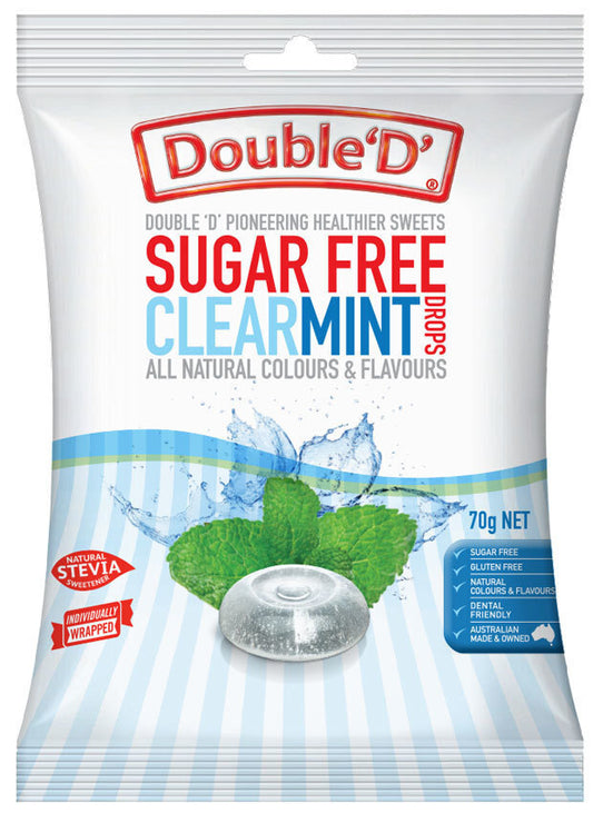 Double D Sugar Free Clear Mint Drops 70g