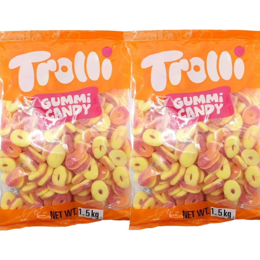 Trolli Peach Rings Candy Lollies Sweets Bulk Pack 2x 1.5kg Value Pack