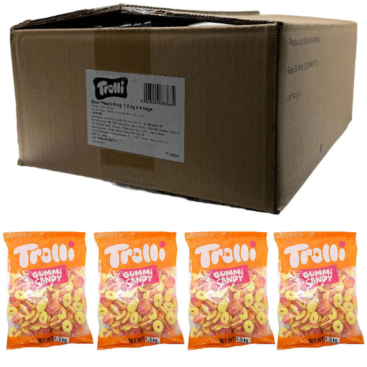 Trolli Peach Rings Candy Lollies Sweets Bulk 4 x 1.5kg Packs