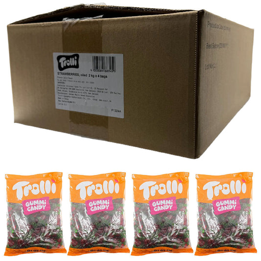 Trolli Oiled Strawberries Candy Lollies Sweets Bulk 4 x 2kg Packs