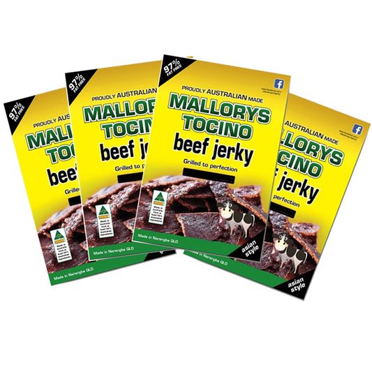Mallorys Jerky Tocino Beef Sample Pack 4 x 40g Mixed Flavours (for Human Consumption)