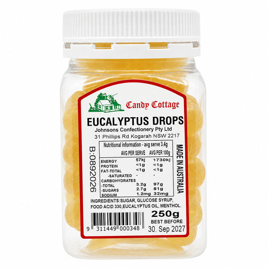 Candy Cottage Eucalyptus Drops 250gm Old Fashioned Lollies Sweets