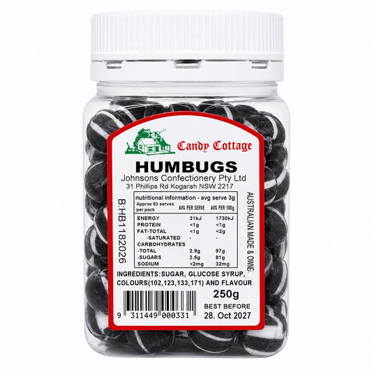 Candy Cottage Humbugs 250gm Old Fashioned Lollies Sweets