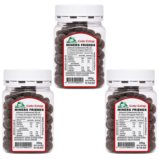 Candy Cottage Miners Friends 3 x 250g Old Style Lollies Set Australian