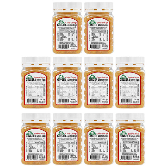 Candy Cottage 10 x Ginger & Lemon 250gm Old Fashioned Lollies Sweets Bulk Pack