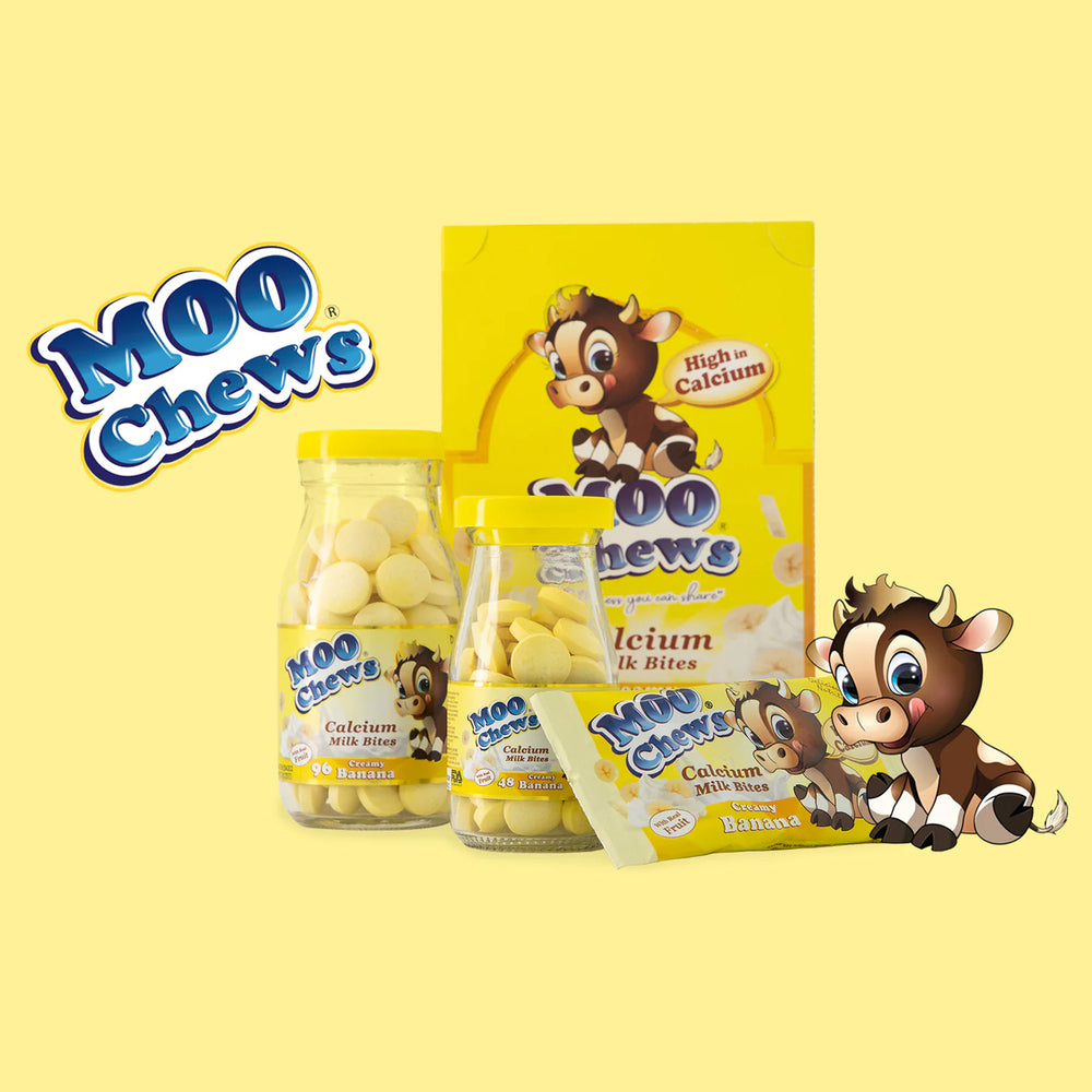 Moo Chews Creamy Banana Calcium Milk Bites Healthy Kids Snack Pack 18gm