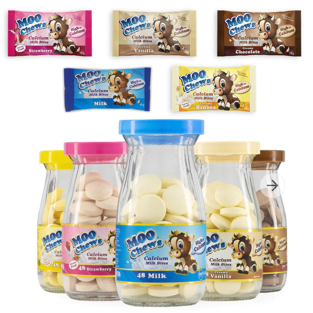 Moo Chews Creamy Banana Calcium Milk Bites Healthy Kids Snack Pack 18gm