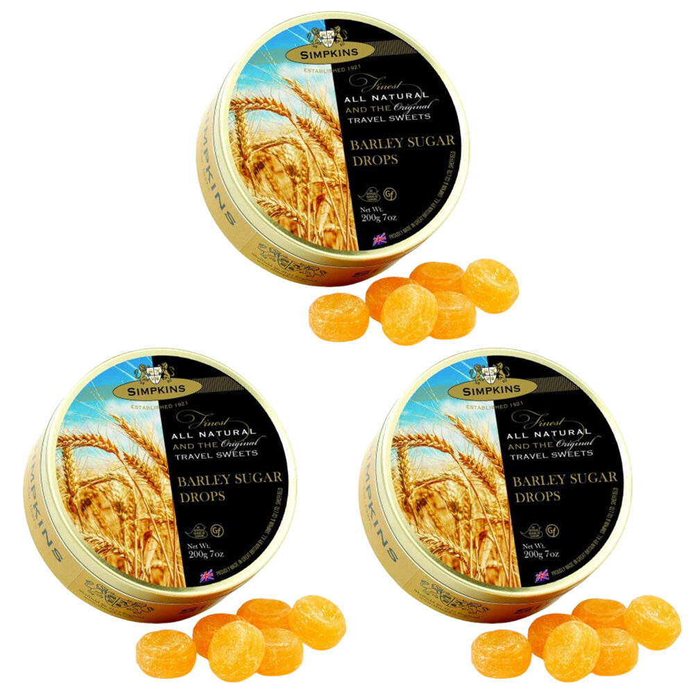 Simpkins 3 x Barley Sugar Drops 200g Tin Sweets Candy Lollies