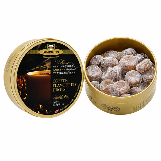 Simpkins Coffee Flavoured Drops 200g Tin Sweets Candy Lollies