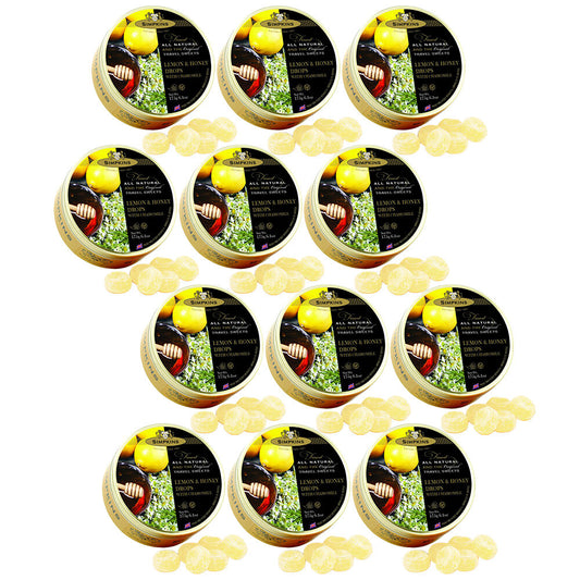 Simpkins Lemon Honey Chamomile Drops 12 x 200g Tins Soothing Natural Travel Sweets