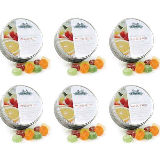 6 x Simpkins Sugar Free Mixed Fruit Drops 150g Tin Sweets Candy Lollies