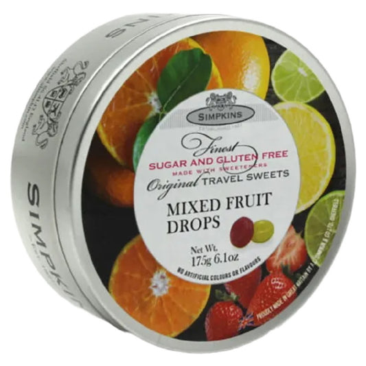 Simpkins Sugar Free Mixed Fruit Drops 150g Tin Sweets Candy Lollies