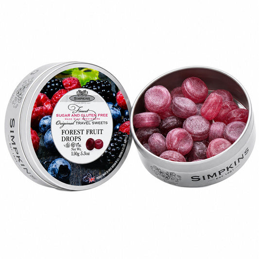 Simpkins Sugar Free Forest Fruit Drops 175g Tin Sweets Candy Lollies