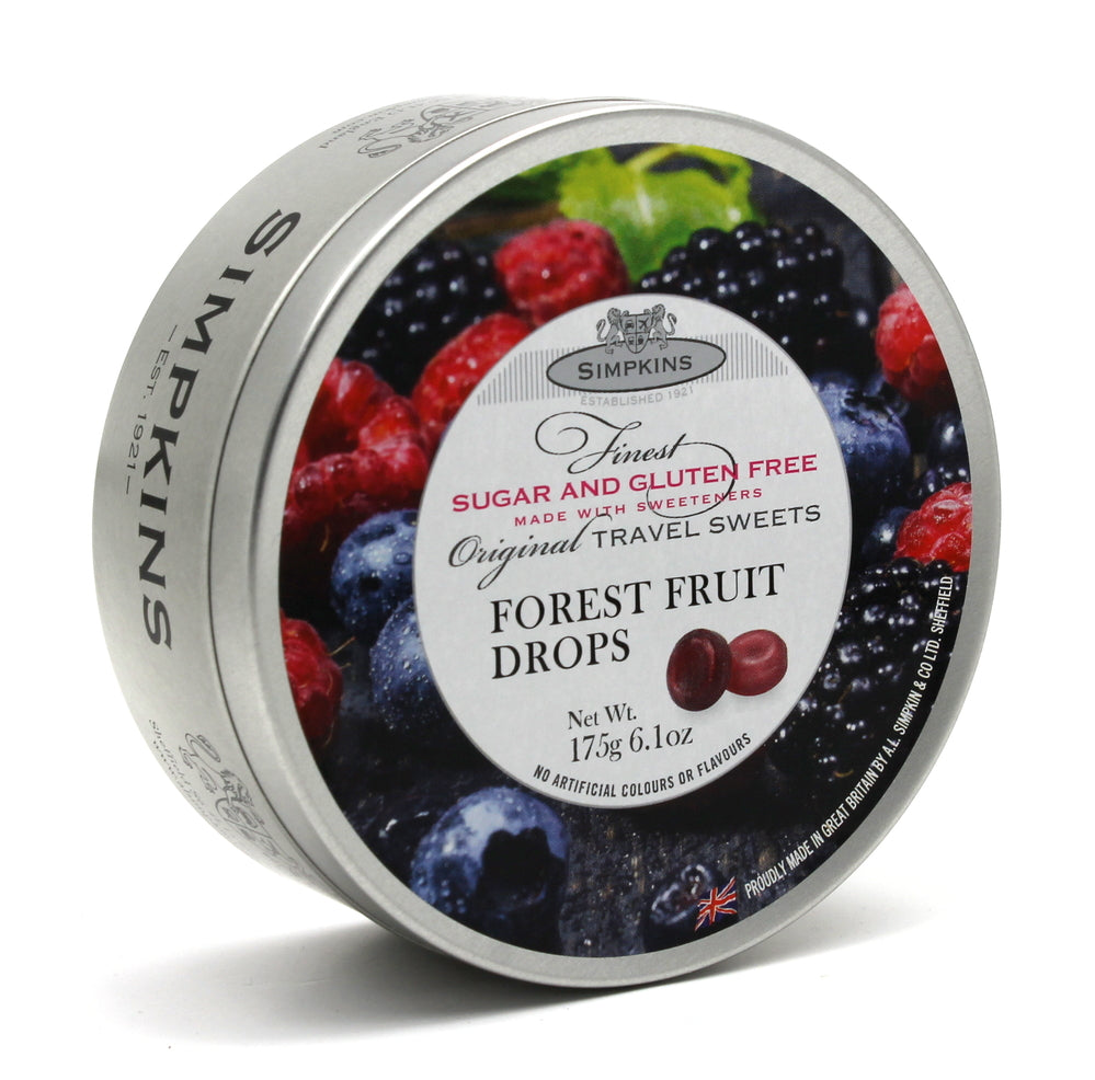 Simpkins Sugar Free Forest Fruit Drops 175g Tin Sweets Candy Lollies
