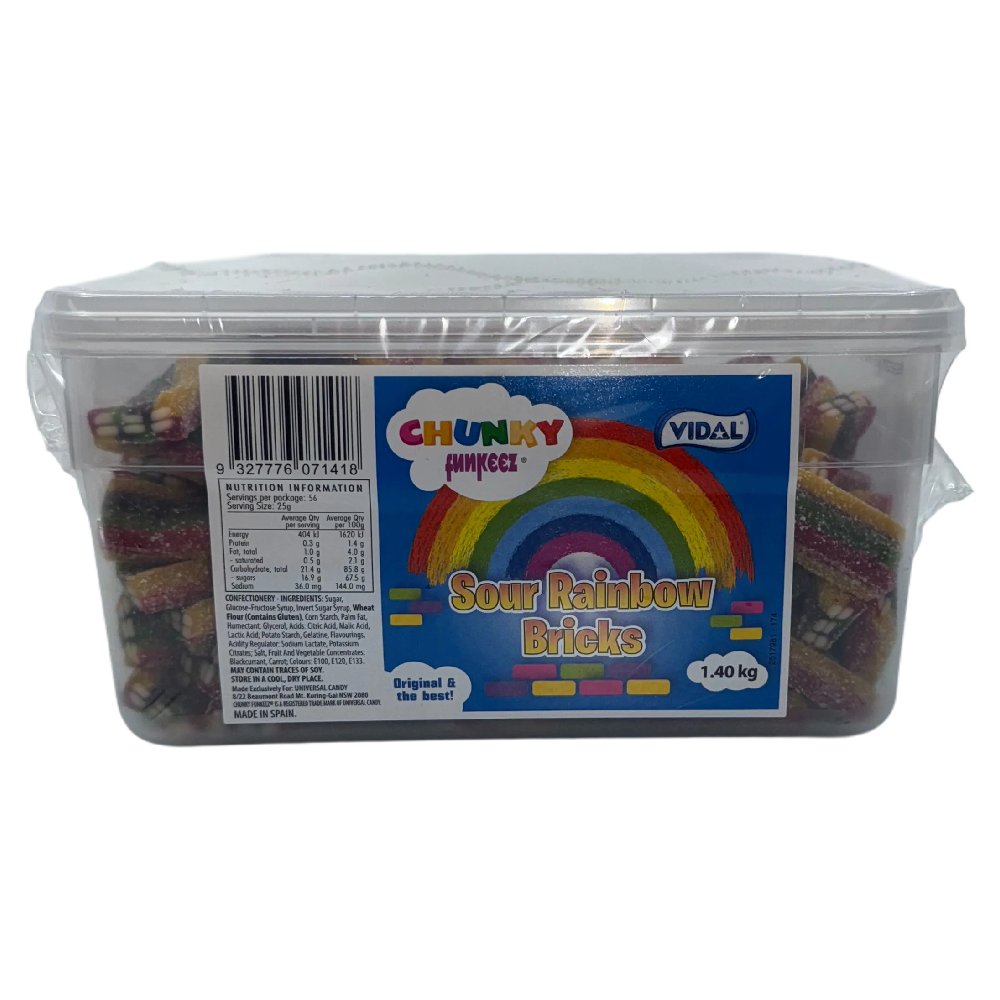 Vidal Chunky Sour Rainbow Bricks 1.4kg Bulk Candy