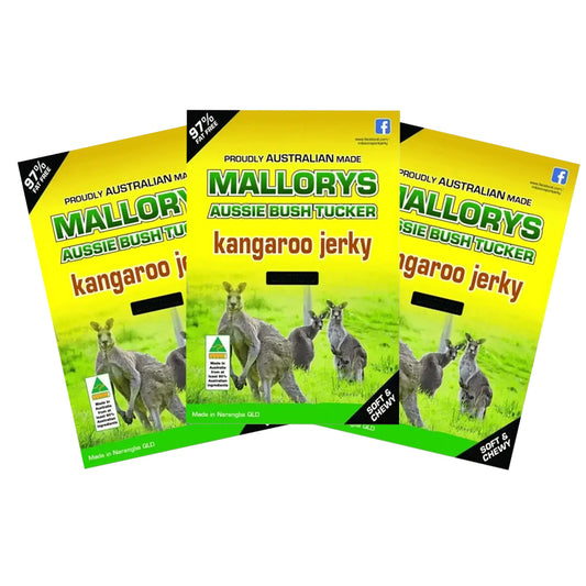 Mallorys Jerky Kangaroo Tocino Sample Pack 3 x 40g (for Human Consumption)