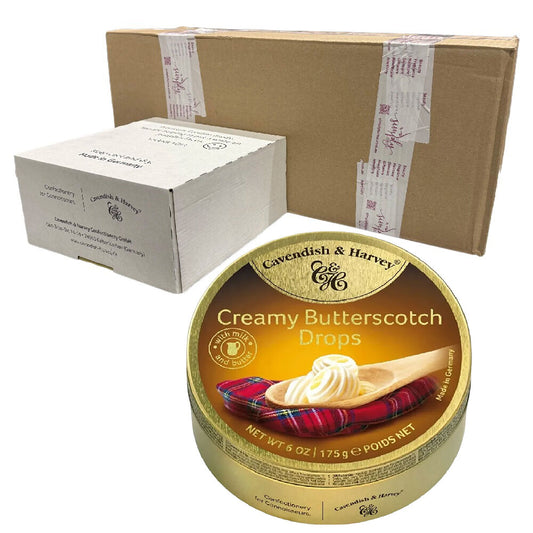 Cavendish and Harvey Creamy Butterscotch Drops 175g Tin Sweets Candy Lollies x10