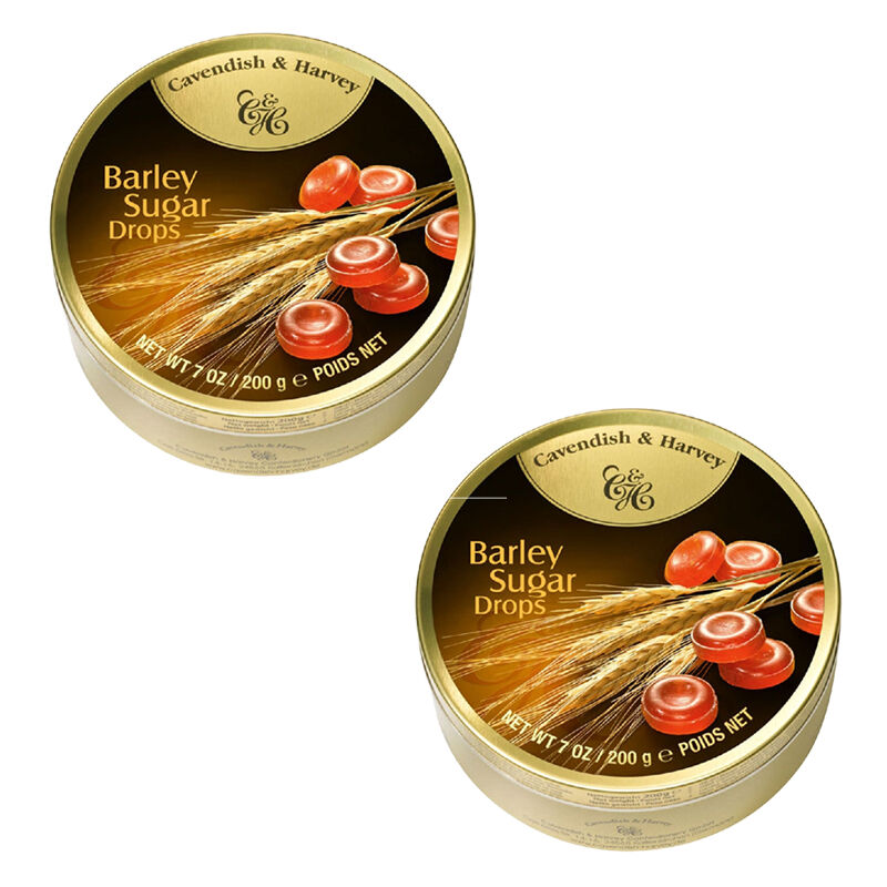 Cavendish & Harvey Barley Sugar Drops 200g Tin Sweets Pack of 2