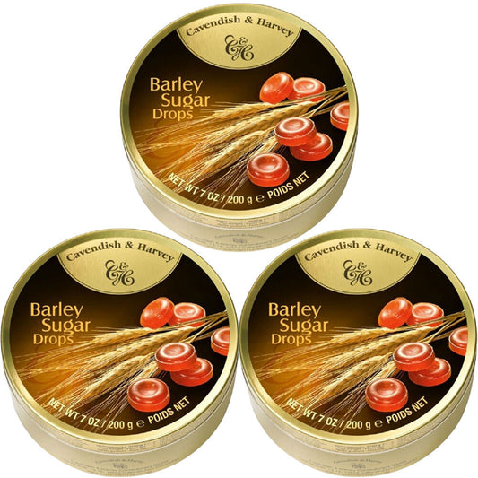 Cavendish & Harvey 3 x Barley Sugar Drops 200g Tin Sweets C&H Candy Lollies
