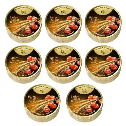 Cavendish and Harvey Barley Sugar Drops 200g Tin Sweets Candy Lollies x 8