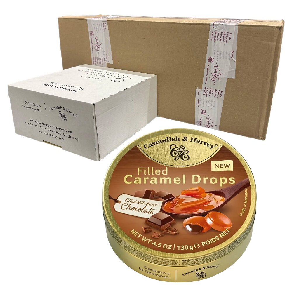 Cavendish and Harvey Caramel With Chocolate Drops 130g Tin Sweets Candy x 60