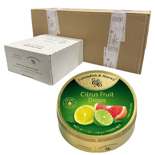 Cavendish and Harvey Citrus Fruit Drops 200g Tin Sweets Candy Lollies x 50