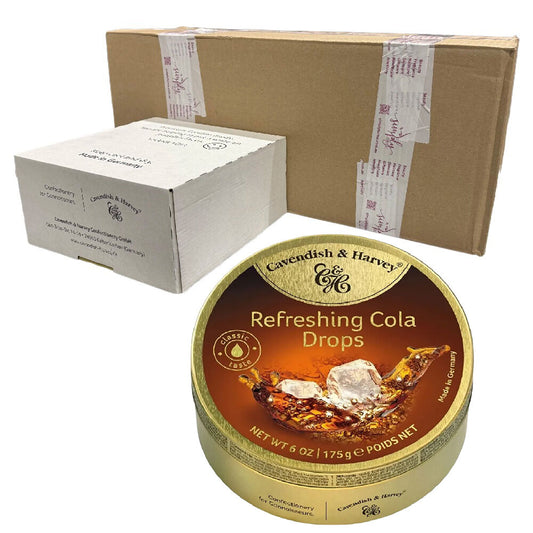 Cavendish and Harvey Refreshing Cola Drops 175g Tin Sweets Candy Lollies x 50