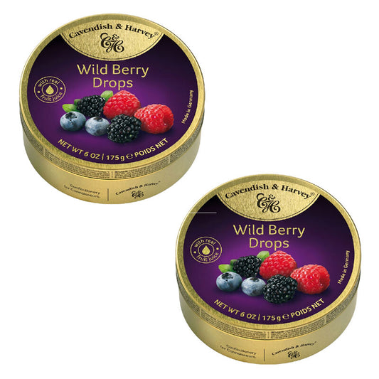Cavendish & Harvey Wild Berry Drops 175g Tin Pack of 2