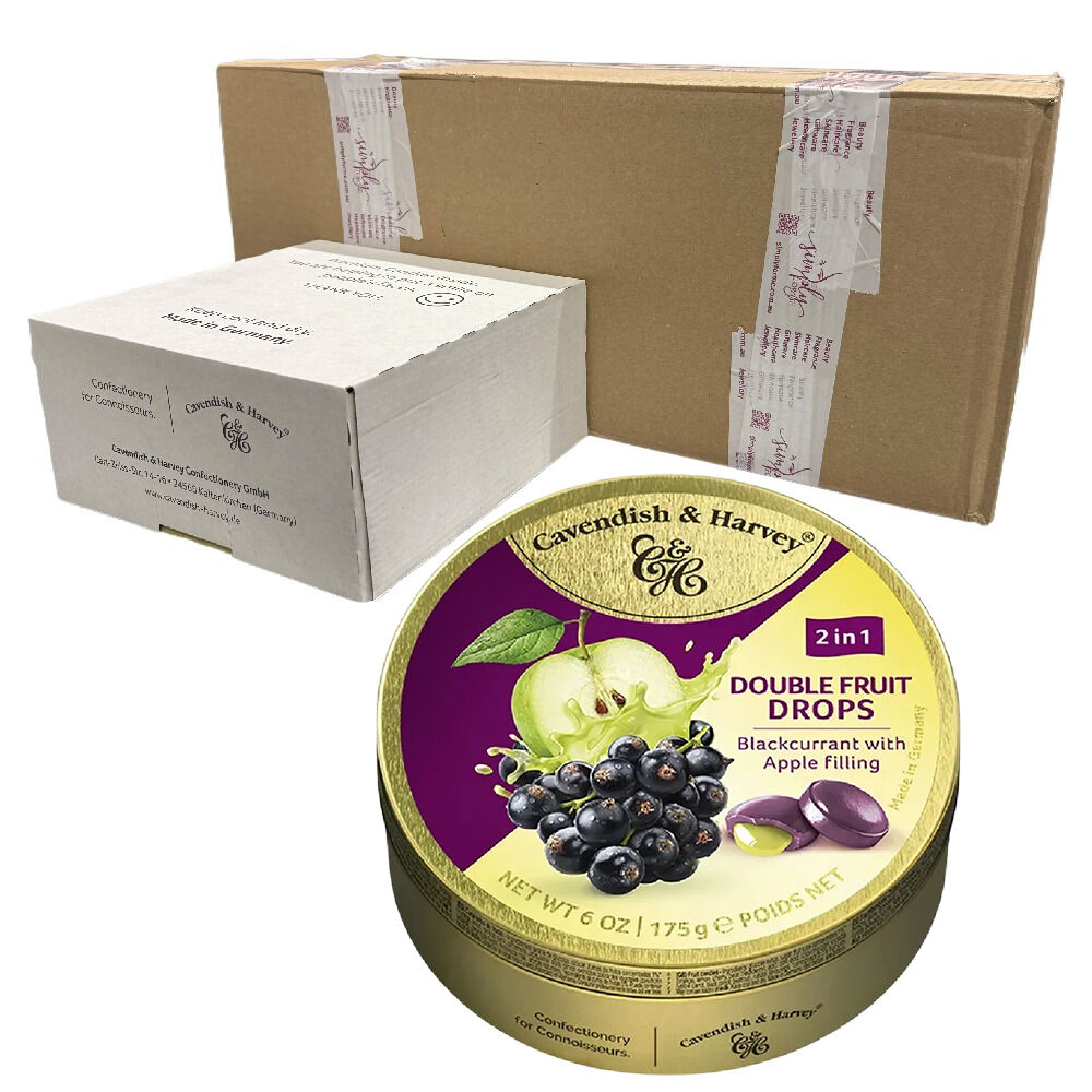 Cavendish and Harvey Double Fruit Blackcurrant Drops Filled With Apple 175g x 50