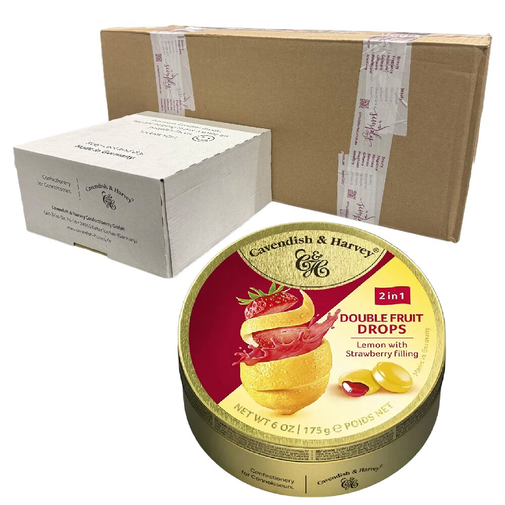Cavendish and Harvey Double Fruit Lemon Drops Filled With Strawberry 175g  x 50