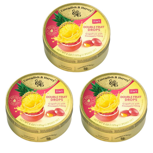 Cavendish & Harvey 3 x Double Fruit Drops Grapefruit with Pineapple Filling 175g