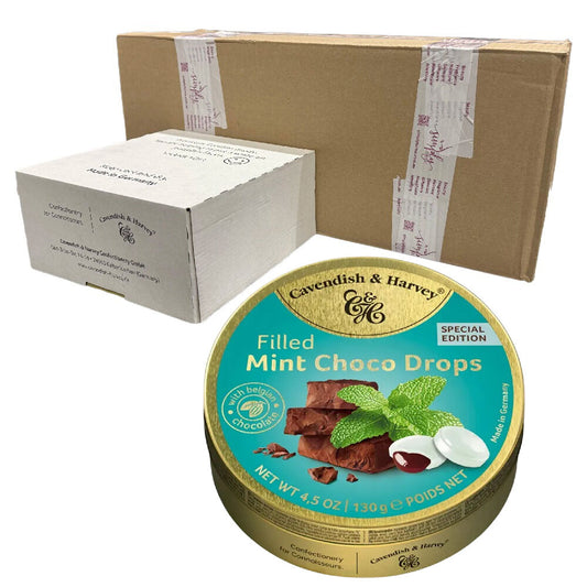 Cavendish and Harvey Filled Mint Choco Drops 130g Tin Sweets Candy Lollies x 60