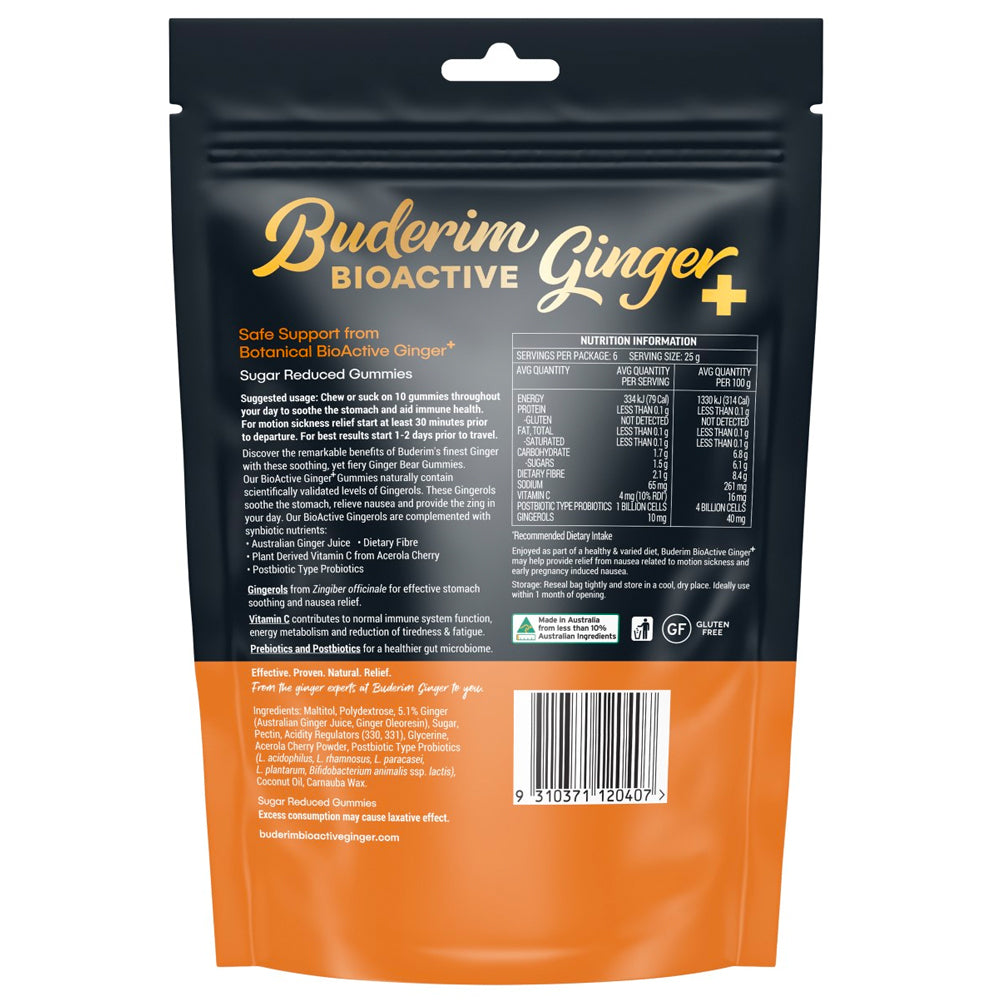 Buderim Ginger Bioactive Ginger Plus Gummie Bears 150gm