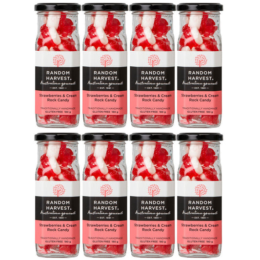 Random Harvest Strawberries and Cream Rock Candy 8 x 180g Gluten Free Jars