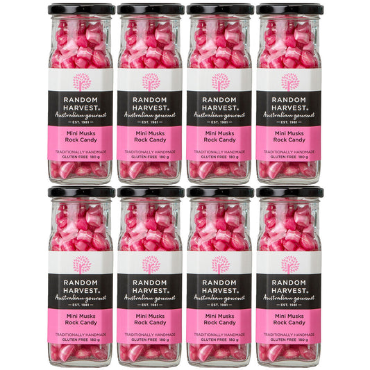 Random Harvest Mini Musk Rock Candy 8 x 180g Glass Jars Gluten Free Handmade Sweets