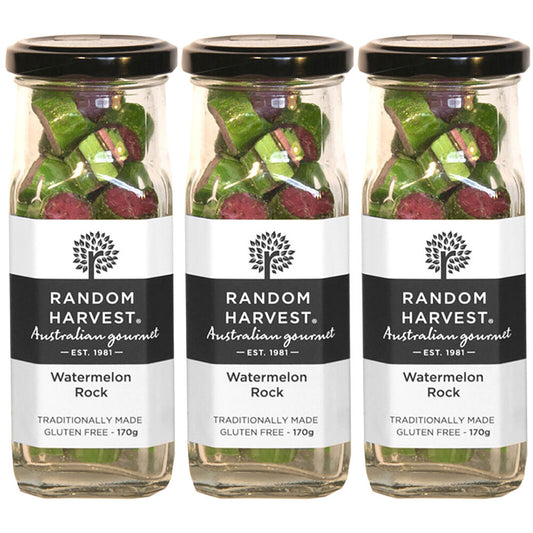Random Harvest Watermelon Rock Candy 3 x 170g Glass Jars Gluten Free