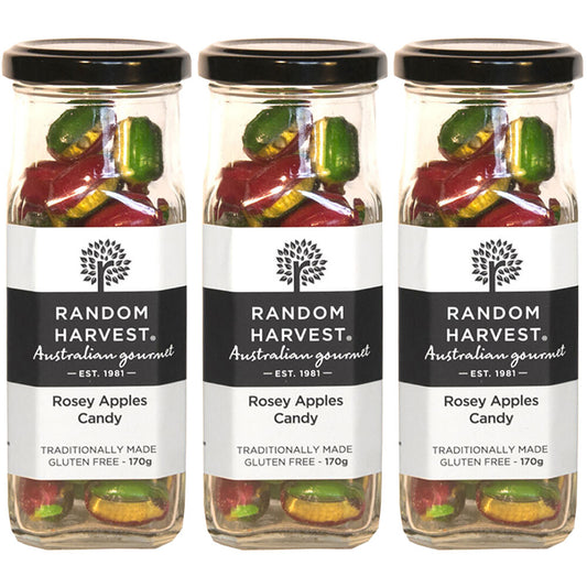 Random Harvest Rosey Apples Candy 3 x 170g Glass Jars Gluten Free