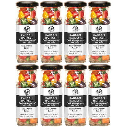 Random Harvest Fizzy Sherbet Candy 8 x 170g Jars Australian Vegan Gluten Free Sweets